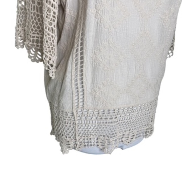 NWT Fever Ivory Color 3/4 Sleeve Crochet Cotton Relaxed Fit Top Size L - Picture 11 of 12